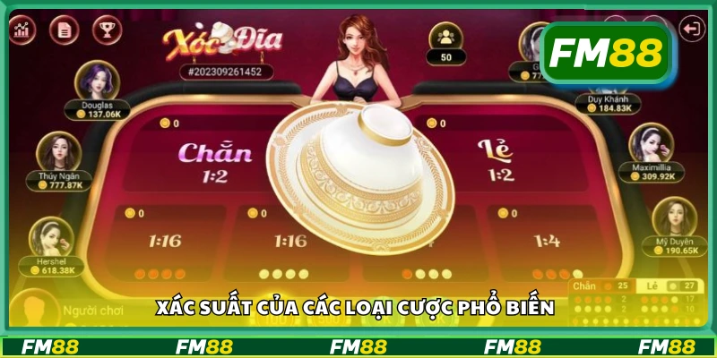 Tỷ lệ xuất hiện các cửa cược xóc đĩa